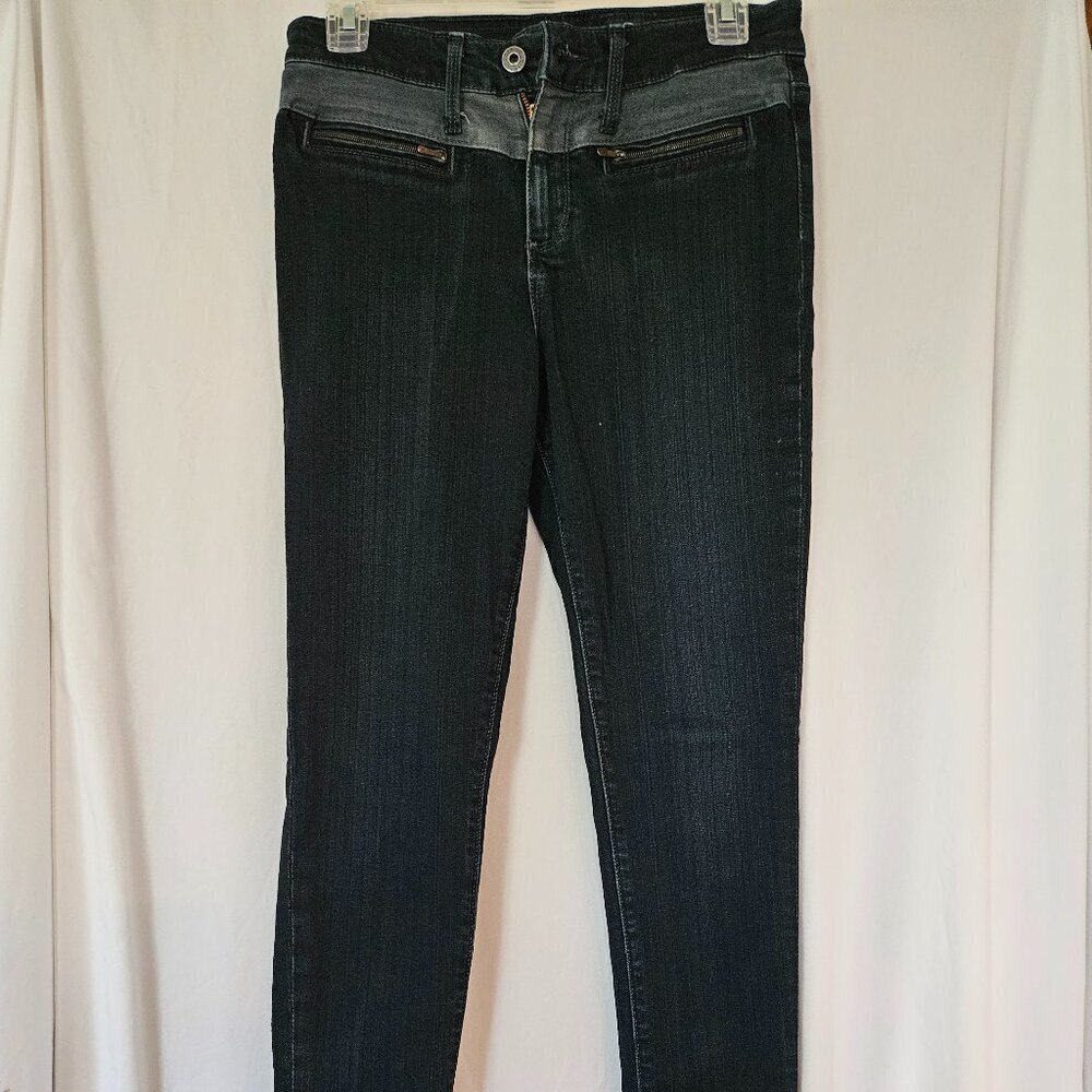 AG Adriano Goldschmied Zuri Moto Zipper High-Rise Skinny Dark Blue‎ Jeans Sz 28R